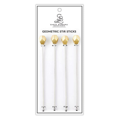 Geometric Stir Sticks - Gold 4 pk