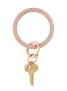 Big O Silicone Key Ring- Rose Gold Confetti