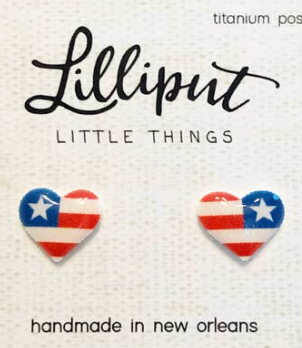 American Flag Heart Earrings