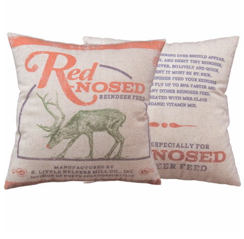 Red Nosed Reindeer Pillow