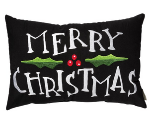 Merry Christmas Pillow Black