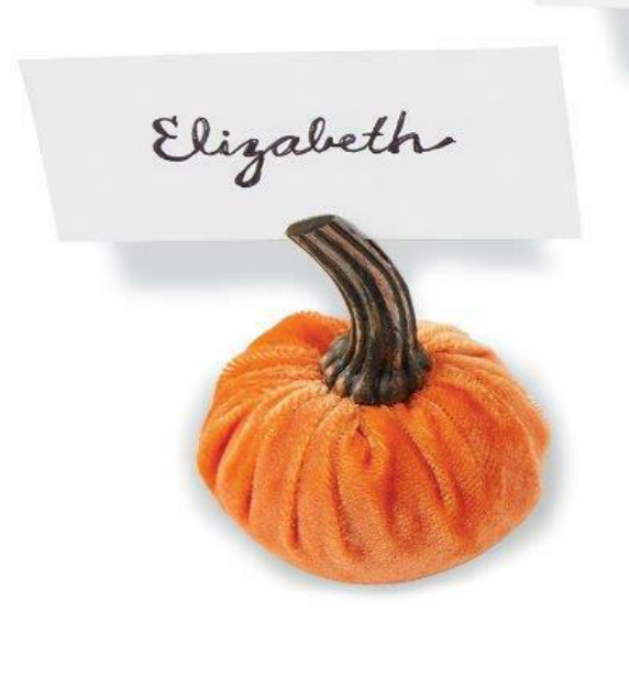 Mini Velvet Pumpkin Place Card Holder