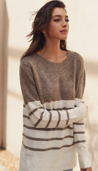 Boronia Neutral Stripped Sweater