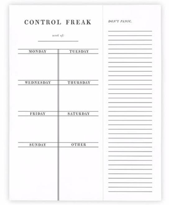 Weekly List Pad - Control Freak