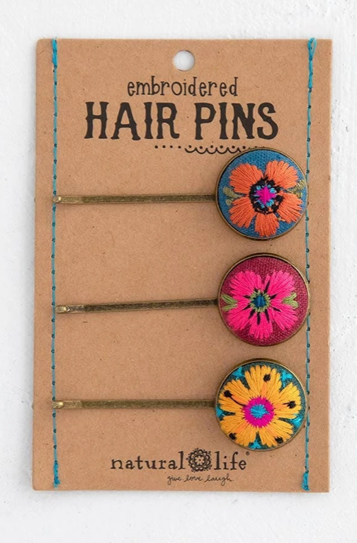 Embroidered Hair Pins Set