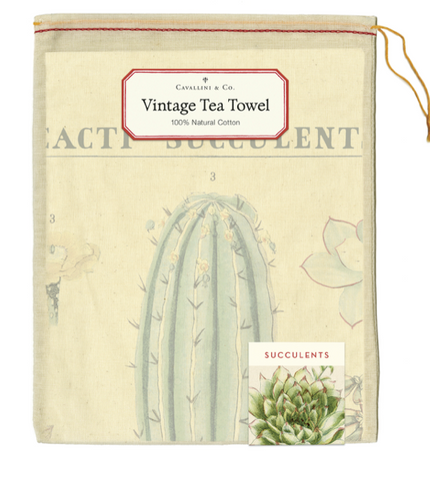 Vintage Tea Towel- Succulents