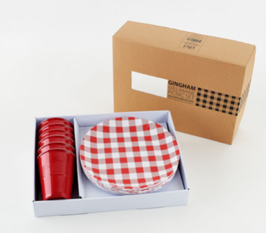 Gingham Melamine Picnic Set Red