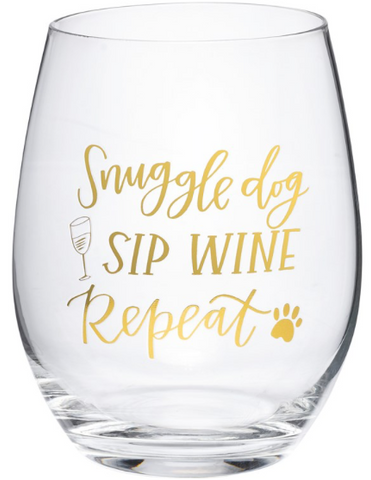 Snuggle Dog Wine Glass