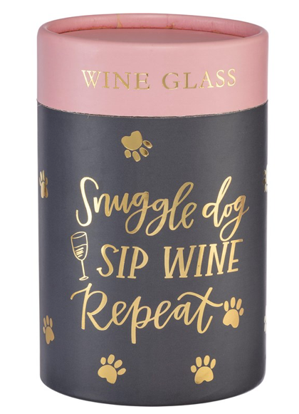 Snuggle Dog Wine Glass