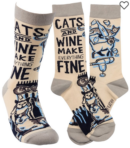 Cats and Wine Socks