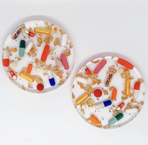 Pills and Gold Coasters Set of 2