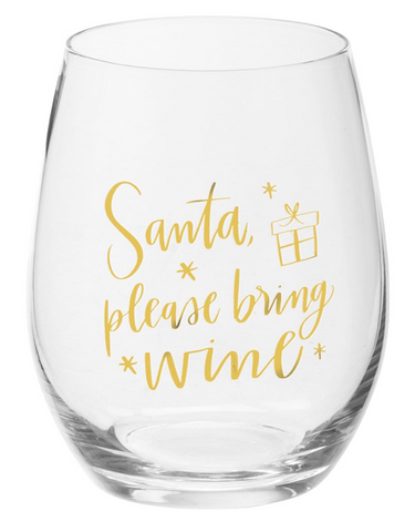 Santa Wine Glass
