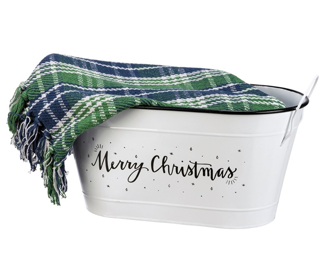 Metal Bin- Merry Christmas
