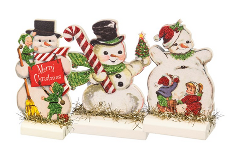 Stand Up Retro Snowman Set of 3