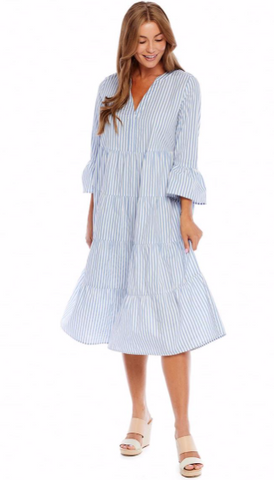 Blue Stripe Portland Midi Dress