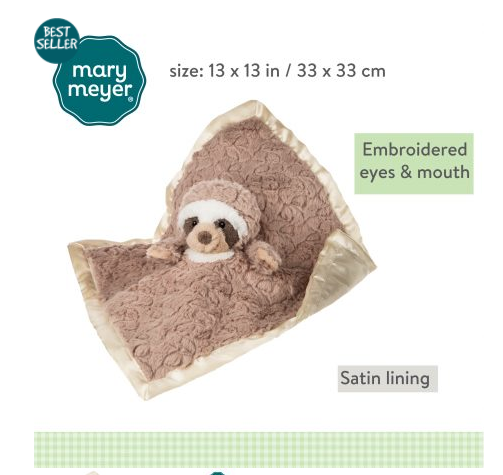 Sloth Taggie Blanket