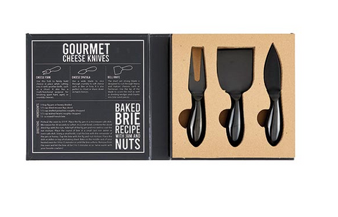 Matte Black Cheese Knives Book Box