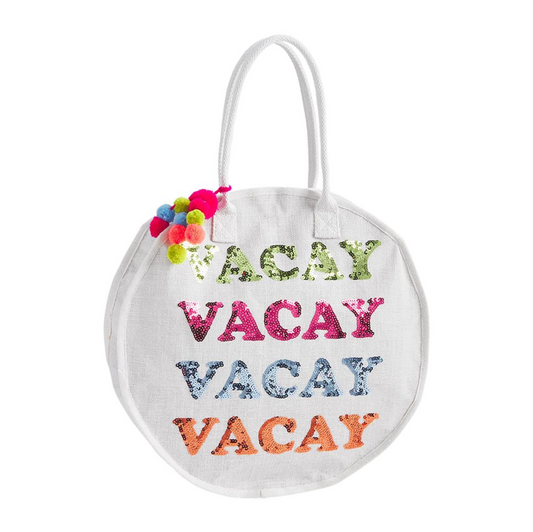 Vacay Sequin Jute Tote