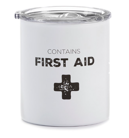 First Aid White Stainless Steel Travel Cup