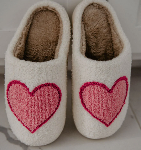 PINK/RED HEART SLIPPERS