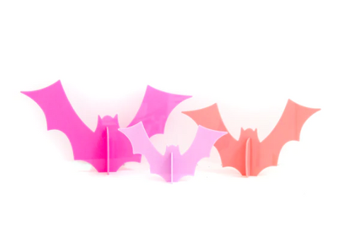Pink Set Opaque Acrylic Bat Decorations