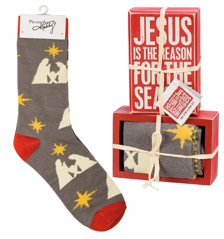 Box Sign & Sock Set - Jesus Is The Reason
