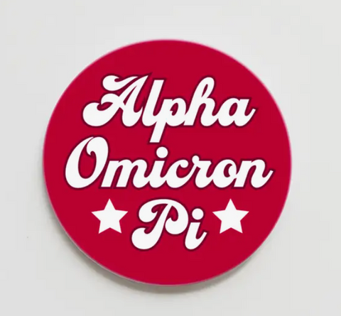 Alpha Omicron Pi Written in the Stars Crimson Button- 2.25