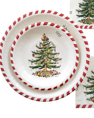 SPODE CANDY CANE CHRISTMAS TREE LUNCH/DESSERT PLATE (8CT)
