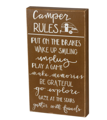 Camper Rules Box Sign