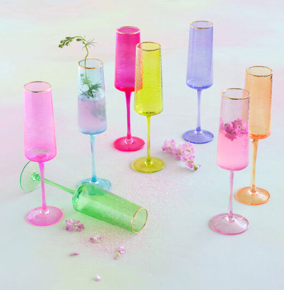 Glitterville Rainbow Champagne Flute