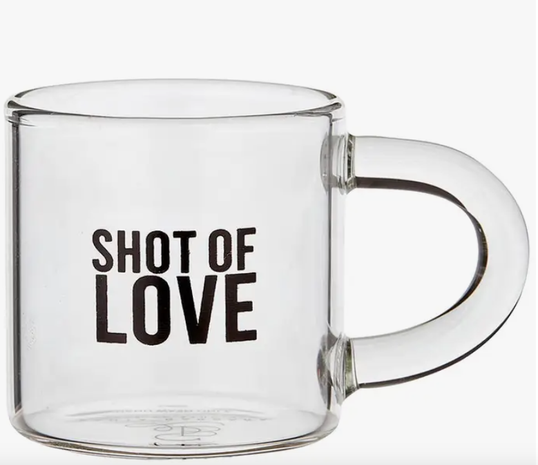 Glass Espresso Cup - Shot of Love - Santa Barbara Design Studio