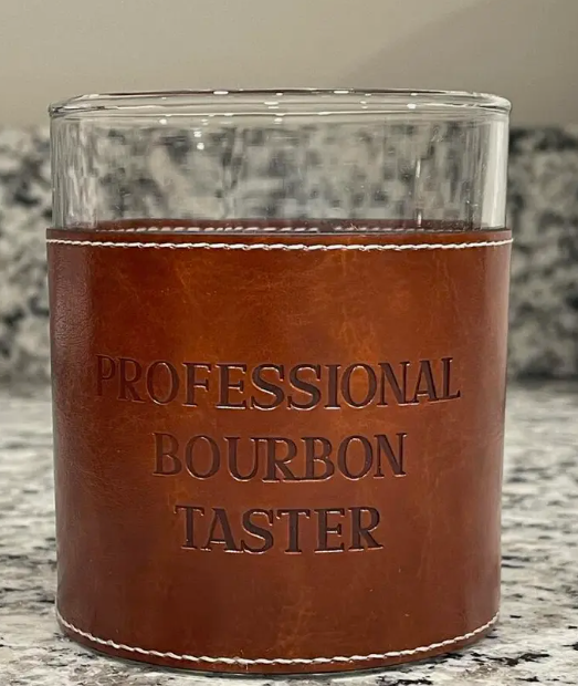 Professional Bourbon Taster Faux Leather Rocks Glass