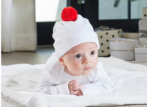 Santa Baby Newborn Pom Pom Hat