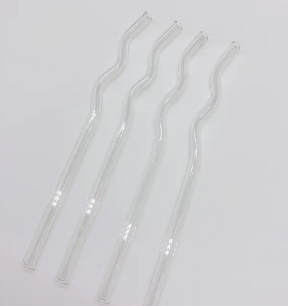 Squiggly Reusable Glass Drinking Straw