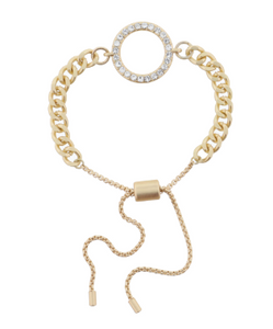 GOLD CHAIN WITH CLEAR CRYSTAL CIRCLE BRACELET