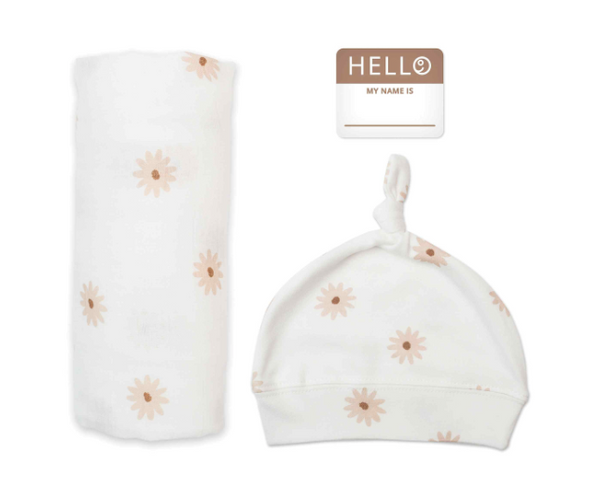 LULUJO HELLO WORLD HAT & SWADDLE SET