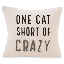 One Cat Short of Crazy Pillow