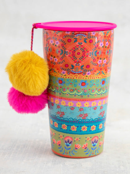 Orange Borders Pom Pom Tumbler