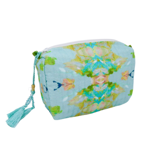 Stained Glass Blue Small Cosmetic Bag: Small (7"x2.5"x4")