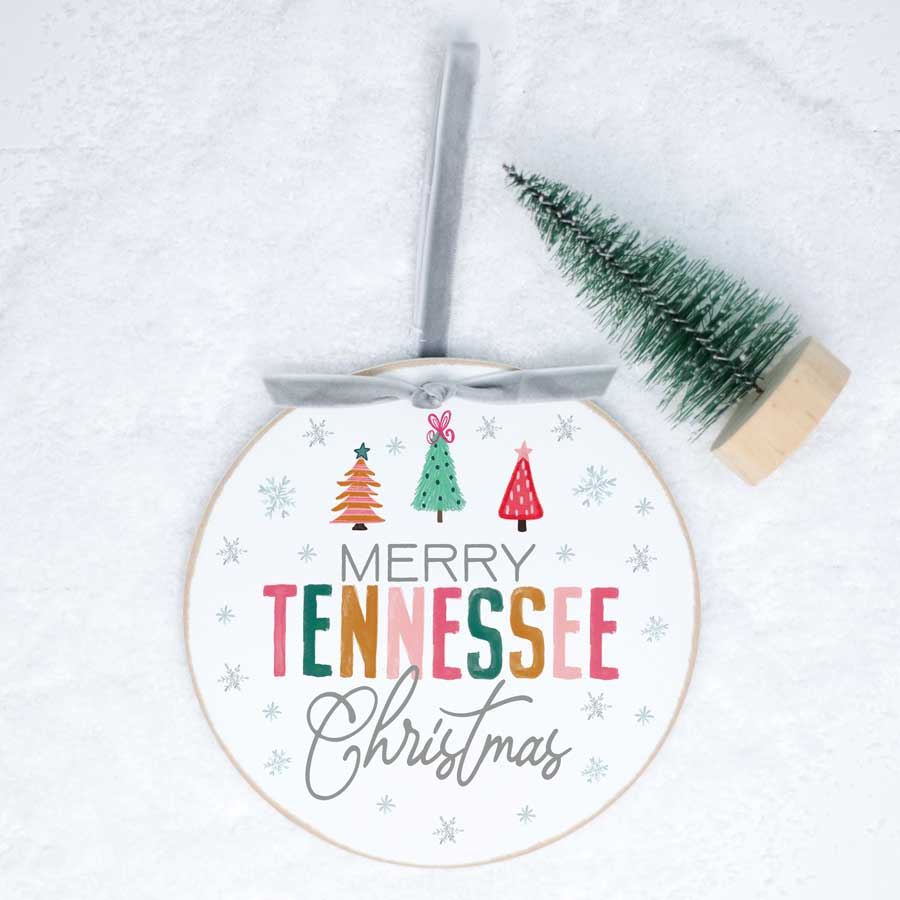 Merry Tennessee Wooden Ornament