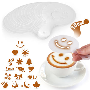 Plastic Stencils for Latte Art 16pc