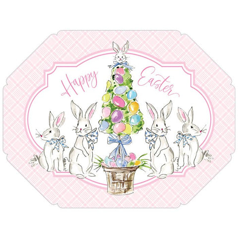 Happy Easter Bunnies with Egg Topiary Posh Die-Cut Placemat