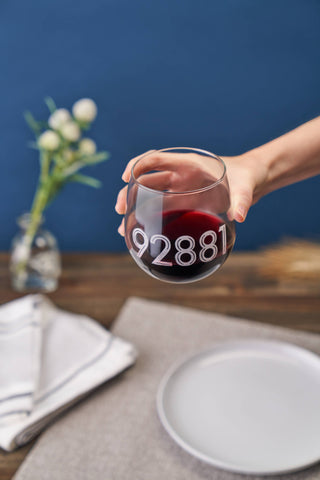 931 Area Code Etched Stemless Wine Glass