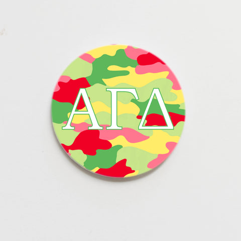 Alpha Gamma Delta Camo Greek Button