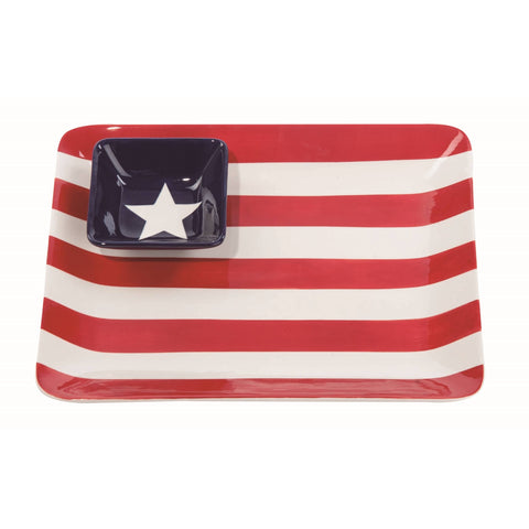 4th of July Patriotic Chip and Dip Set of 2 Rectangular