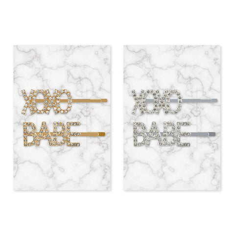 Rhinestone Hair Clips - XOXO Babe