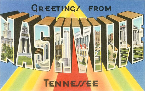 Greetings from Nashville, Tennessee - Vintage Magnet