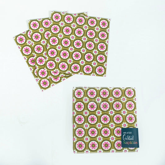 Sixties Flower Power Cocktail Napkin