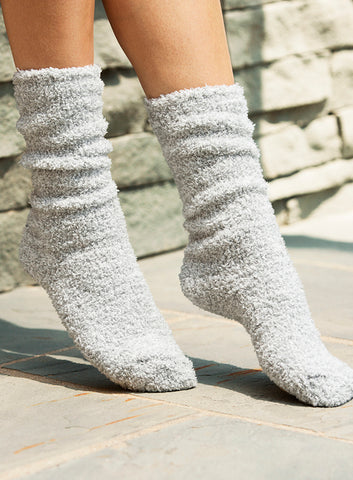 Women's Heather Ribbed Socks- Blue Water/White