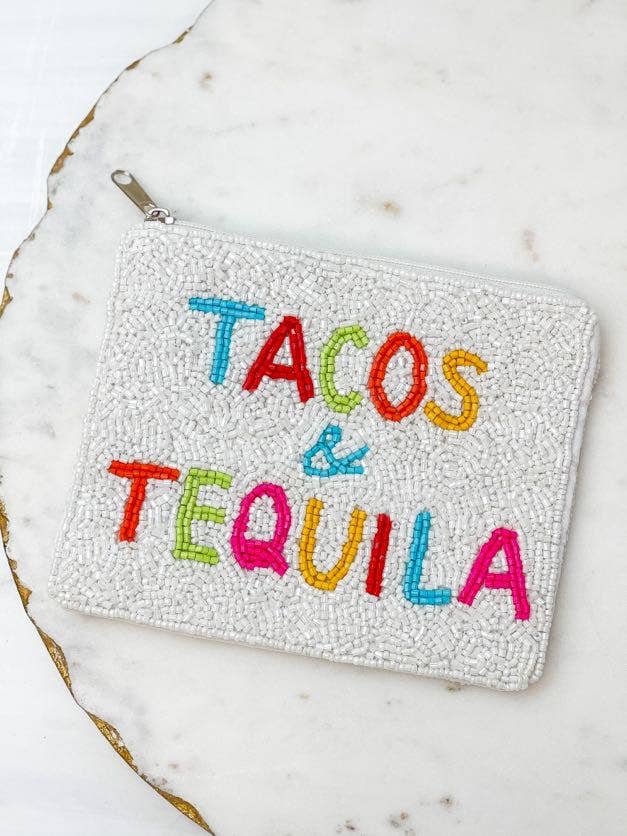 Tacos & Tequila Beaded Zip Pouch